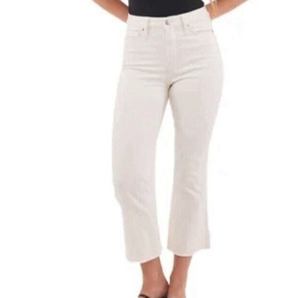 NWT RFM MIA Raw Hem Bootcut Cropped Jeans Tummy Control Off White Size 16 NEW - Picture 12 of 16